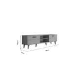 Mueble de TV en Roble con 2 Cajones y Estantes - 180x35x48.5 cm con Patas de Madera.
