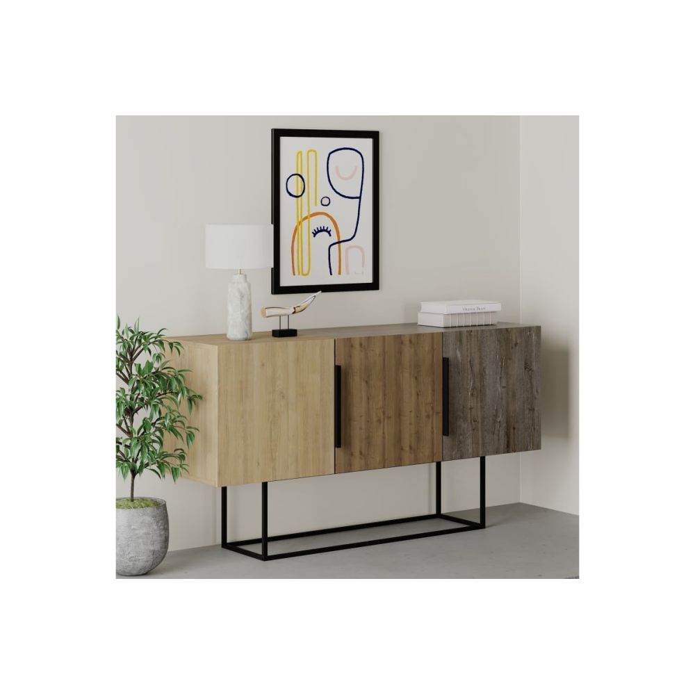 Buffet Moderno de 2 Puertas Color Natural -Nogal