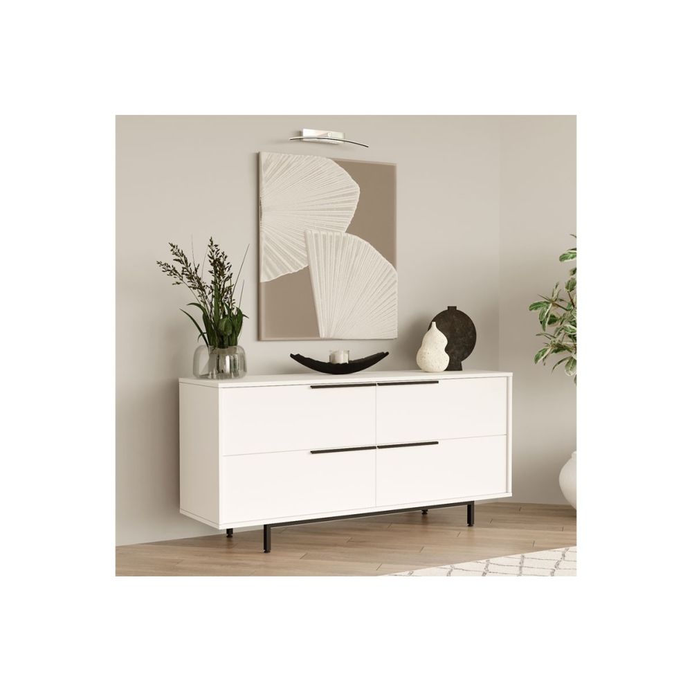 Buffet de Melamina en Color Blanco-Negro, Gran Resistencia