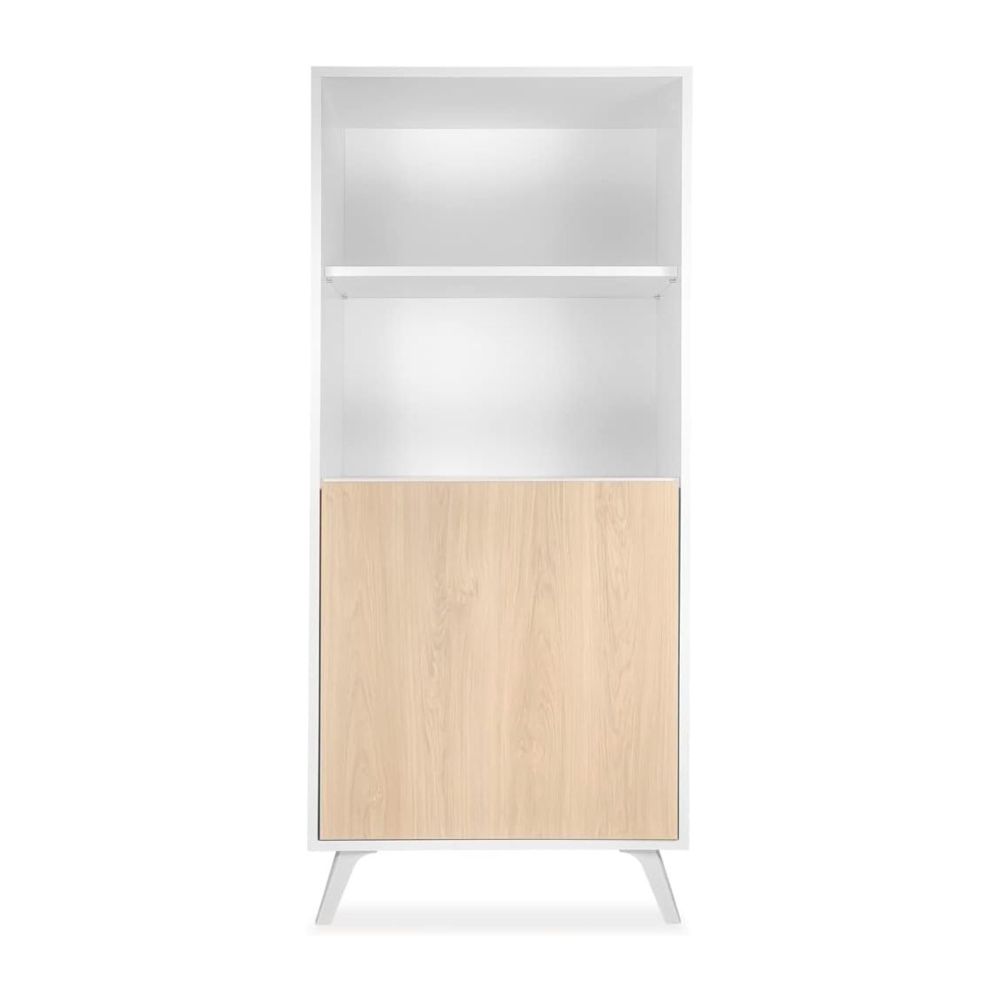 Conjunto de Salón Mueble Completo: Bajo TV, Mueble Bar, Estantería y Mueble Colgar - Estilo Roble y Blanco.