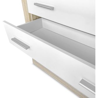 Meyvaser - Cómoda con 4 Cajones, Sinfonier, Color Cambria y Blanco, Medidas: 60 cm (An) x 81.5 cm (Al) x 39.5 cm (Fo)