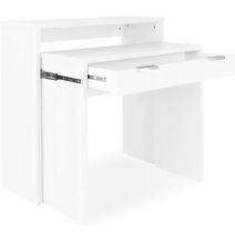 Mesa Escritorio Extensible, Consola Extensible,Color Blanco, Medidas: 90 cm (Largo) x 33-63,4 cm (Ancho) x 87,5 cm (Alto)