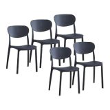 Pack 5 Sillas Cocina Color Negro de plastico Polipropileno