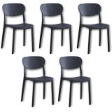 Pack 5 Sillas Cocina Color Negro de plastico Polipropileno