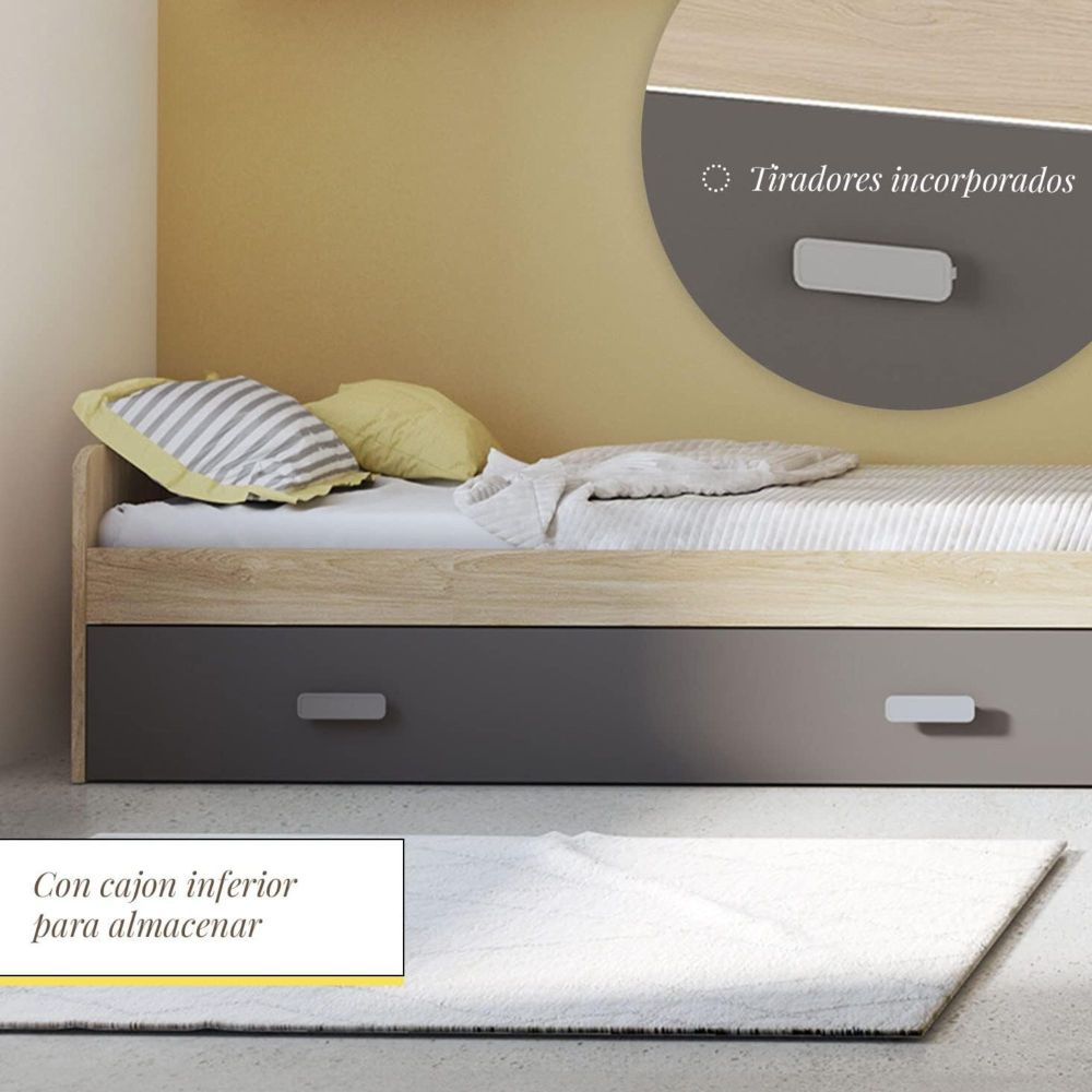 Cama Nido de Melamina Color Puccini Grafito