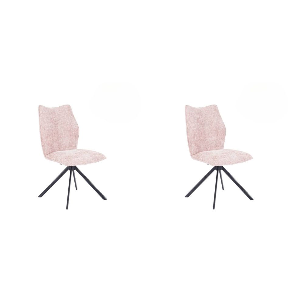 Pack de 2 Sillas Tapizadas en Tela Rosa, Patas Negras, Asiento y Respaldo Ergonómicos y Acolchados Medidas 63x48x93 cm