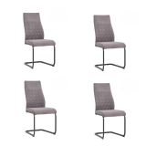 Pack de 4 Sillas de Madera con Relleno de Espuma, Tapizadas en Tela Gris, 44x60x99 cm
