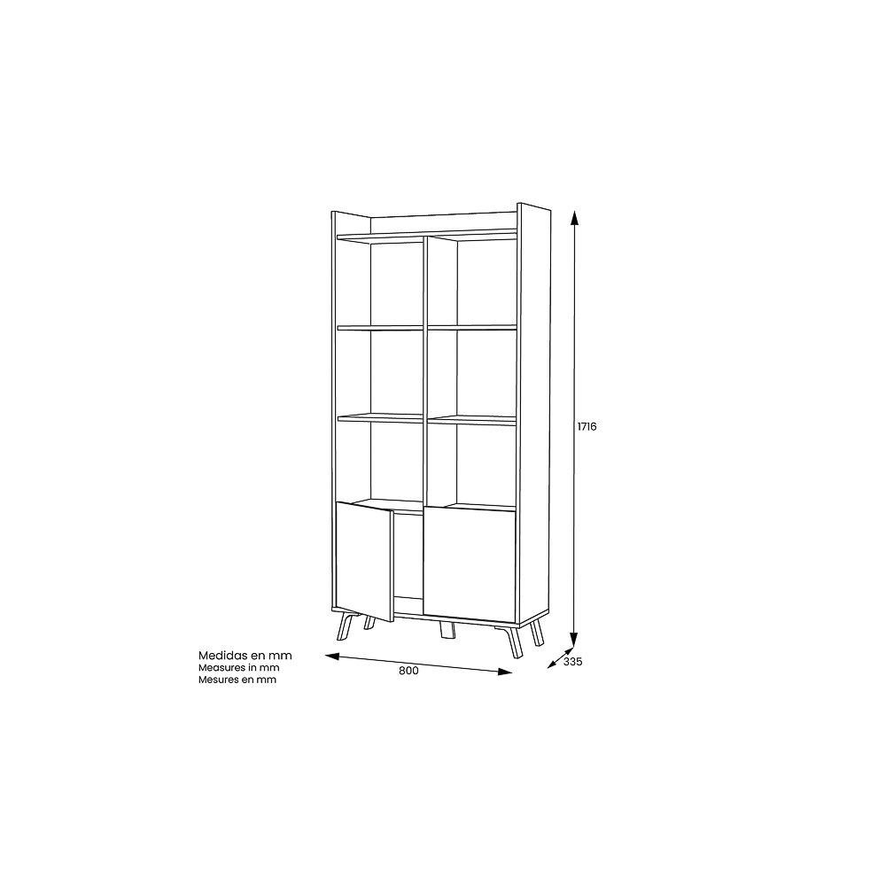 Estantería Decorativa, Librería, Separador Ambientes, Acabado en Roble, 80x171x33,5 cm