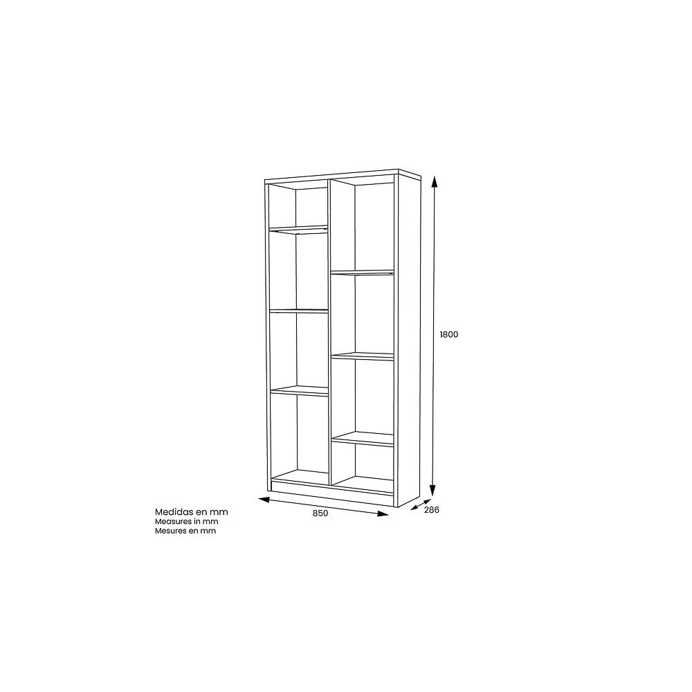 Estantería Alta Salón, Librería, Color Blanco, 180 cm (Alto)